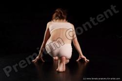 Underwear Woman White Kneeling poses - ALL Slim long brown Standard Photoshoot  Academic